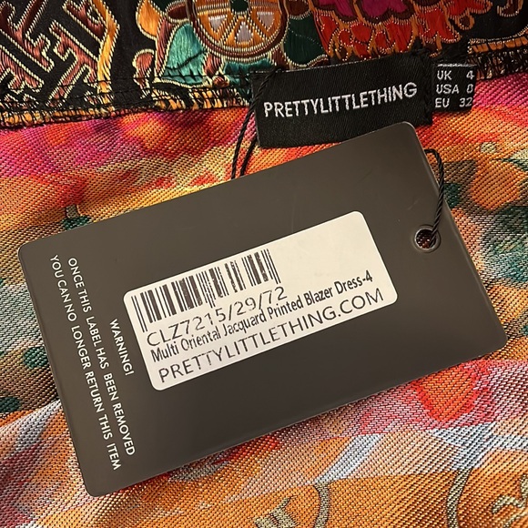 Pretty Little Thing Multi Oriental Jacquard Printed Blazer Dress Size 4 New - Picture 7 of 8